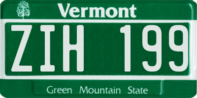 VT license plate ZIH199
