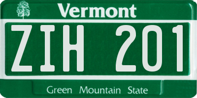 VT license plate ZIH201
