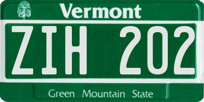 VT license plate ZIH202
