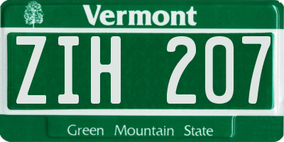 VT license plate ZIH207