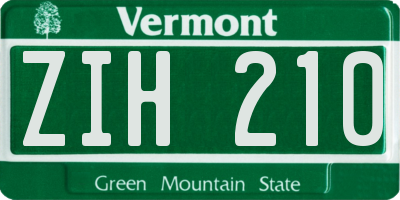 VT license plate ZIH210