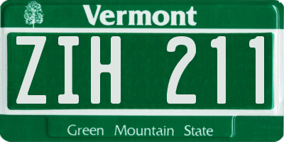 VT license plate ZIH211