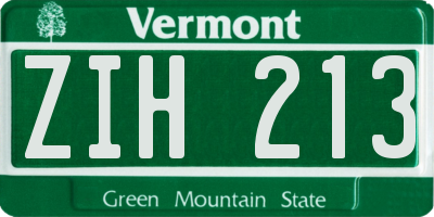 VT license plate ZIH213