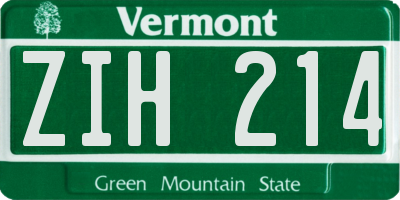 VT license plate ZIH214
