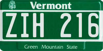 VT license plate ZIH216