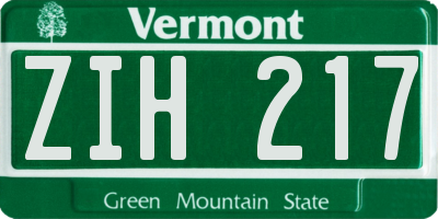 VT license plate ZIH217