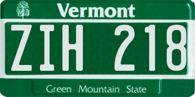VT license plate ZIH218