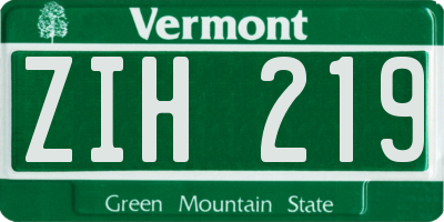 VT license plate ZIH219