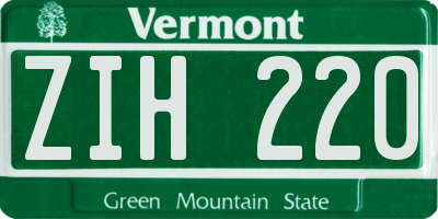 VT license plate ZIH220