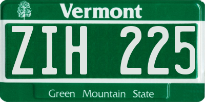 VT license plate ZIH225