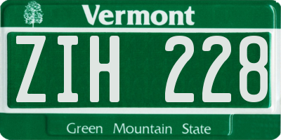 VT license plate ZIH228