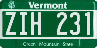 VT license plate ZIH231