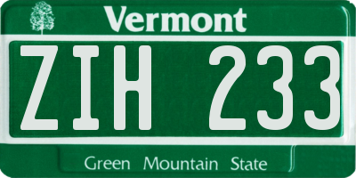 VT license plate ZIH233