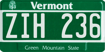 VT license plate ZIH236