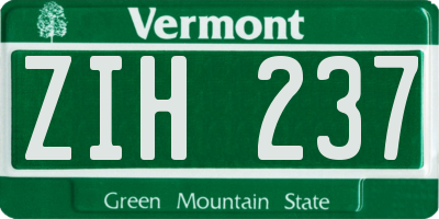 VT license plate ZIH237