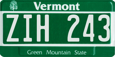 VT license plate ZIH243