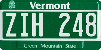 VT license plate ZIH248