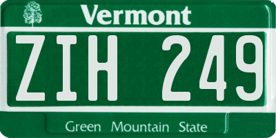 VT license plate ZIH249