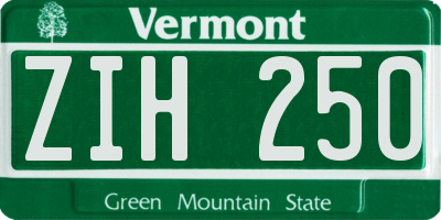 VT license plate ZIH250