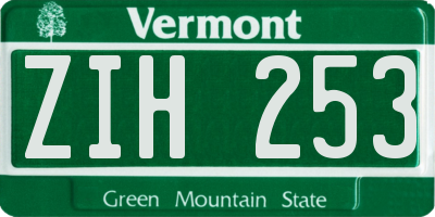 VT license plate ZIH253