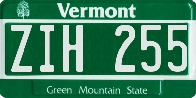 VT license plate ZIH255