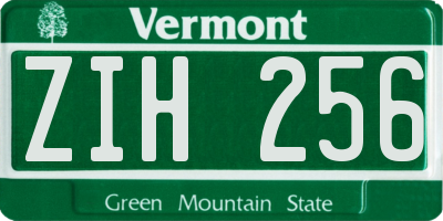 VT license plate ZIH256