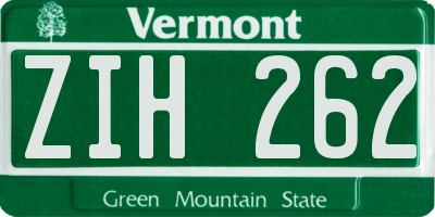VT license plate ZIH262