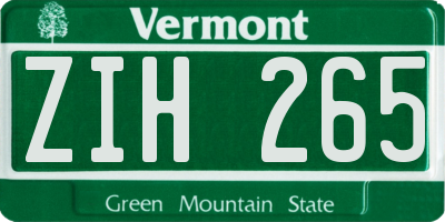 VT license plate ZIH265
