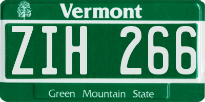 VT license plate ZIH266