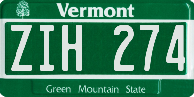 VT license plate ZIH274