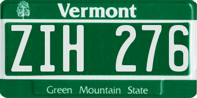 VT license plate ZIH276