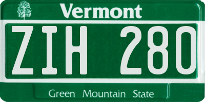 VT license plate ZIH280