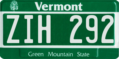 VT license plate ZIH292