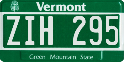 VT license plate ZIH295