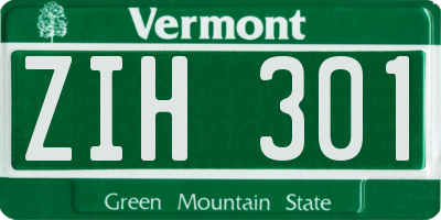 VT license plate ZIH301