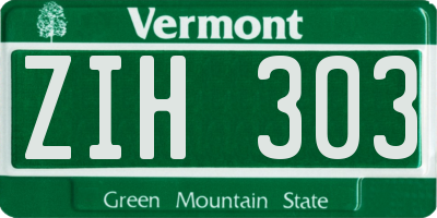 VT license plate ZIH303