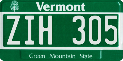 VT license plate ZIH305