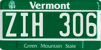 VT license plate ZIH306
