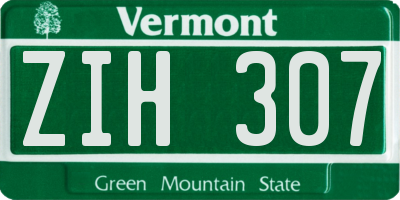 VT license plate ZIH307