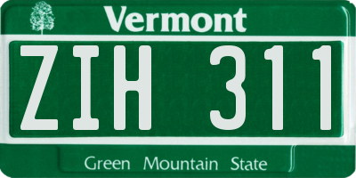VT license plate ZIH311