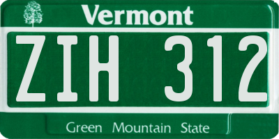 VT license plate ZIH312