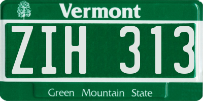 VT license plate ZIH313