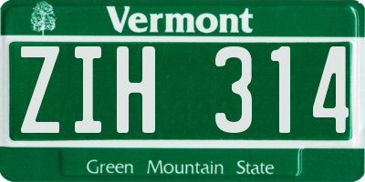 VT license plate ZIH314