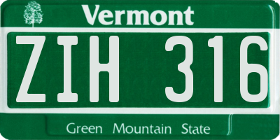 VT license plate ZIH316