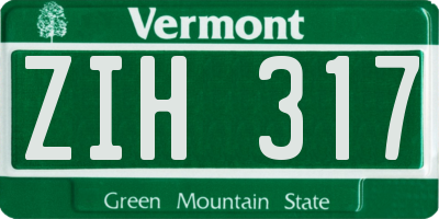 VT license plate ZIH317