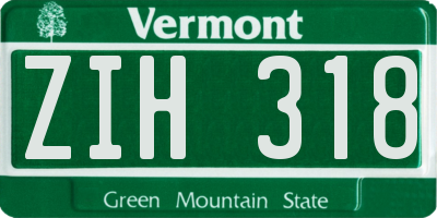 VT license plate ZIH318
