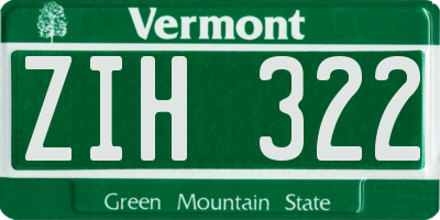 VT license plate ZIH322