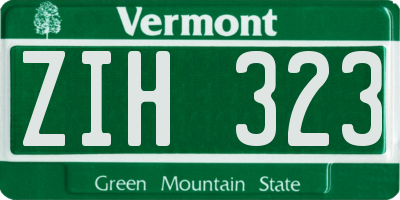 VT license plate ZIH323
