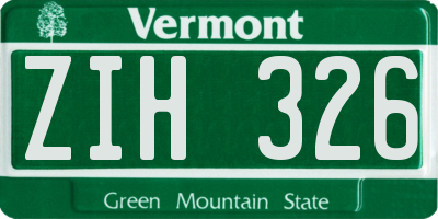 VT license plate ZIH326