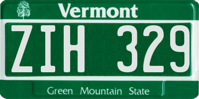 VT license plate ZIH329